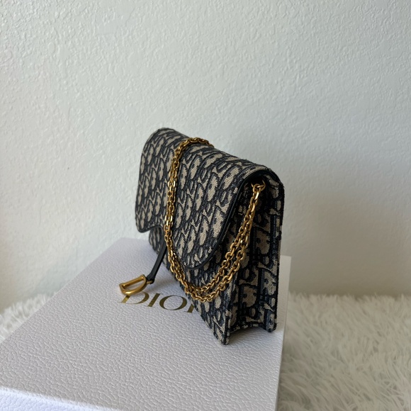 AUTHENTIC DIOR Oblique Saddle Chain Pouch Blue - Picture 5 of 10